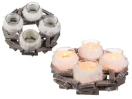 Ozdoby bożonarodzeniowe - Stroik świąteczny z czterema świecznikami w futerku - miniaturka - grafika 1