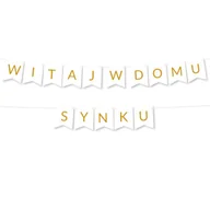 Dekoracje sali - Girlanda Witaj w Domu Synku - BANER napis - złota - miniaturka - grafika 1
