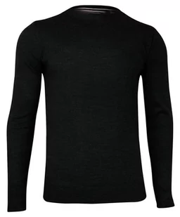 Sweter Czarny, Okrągły Dekolt, Elegancki, Jednokolorowy, Męski - BRAVE SOUL - Brave Soul - Swetry męskie - miniaturka - grafika 1