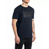 Koszulki męskie - Replay Męski T-shirt M6287, niebieski 085, XS - miniaturka - grafika 1