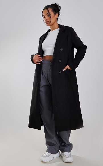 PRETTYLITTLETHING PŁASZCZ DAMSKI CZARNY 36 ERC