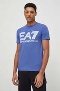 Koszulki męskie - EA7 Emporio Armani t-shirt męski kolor niebieski z nadrukiem - miniaturka - grafika 1