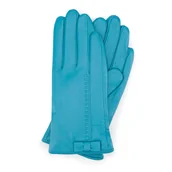 Rękawiczki - Damskie rękawiczki skórzane z kokardką - miniaturka - grafika 1