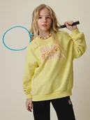 Bluzy dla dziewczynek - 4F Bluza dresowa oversize bez kaptura dziewczęca - żółta 158/164 (12-14 lat) - miniaturka - grafika 1