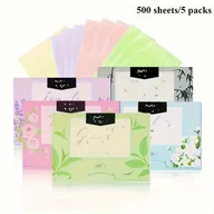 Pozostałe akcesoria kosmetyczne - TEMU 500 Sztuk (5 Opakowań) – Wzmocnione Papierki Absorbujące Tłuszcz, Bez Pozostawiania Śladów, Matowe Wykończenie – Dla Wszystkich Typów Cera - miniaturka - grafika 1