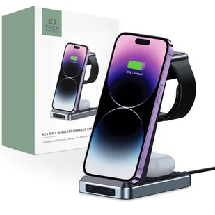 Ładowarka indukcyjna Tech-Protect Qi 15W-A26 3w1 Wireless Charger, czarna - Ładowarki do telefonów - miniaturka - grafika 1