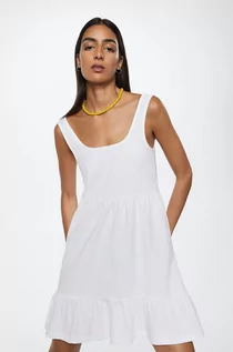 Sukienki - Mango sukienka bawełniana Maroto2 kolor biały mini rozkloszowana - grafika 1