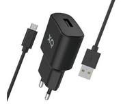 Ładowarki do telefonów - Xqisit USB A 2,4 A + kable microUSB 1m (czarna) - miniaturka - grafika 1