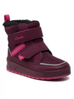 Buty dla dziewczynek - Clarks Śniegowce Jumper Jump T 261535096 Bordowy - grafika 1