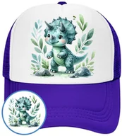 Czapki i chusty sportowe męskie - Czapka z Daszkiem Dinozaur Niebieska z Nadrukiem Na Lato Siatka Bejsbolówka - miniaturka - grafika 1