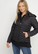 Kurtki damskie - Czarna Pikowana Kurtka Przejściowa z Kapturem Suritta - miniaturka - grafika 1