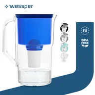 Dzbanki i imbryki - Dzbanek filtrujący wodę Wessper 2,5 L Kompatybilny z Brita Classic, system filtracji wody redukujący kamień, chlor + 1x filtr wody niebieski - miniaturka - grafika 1