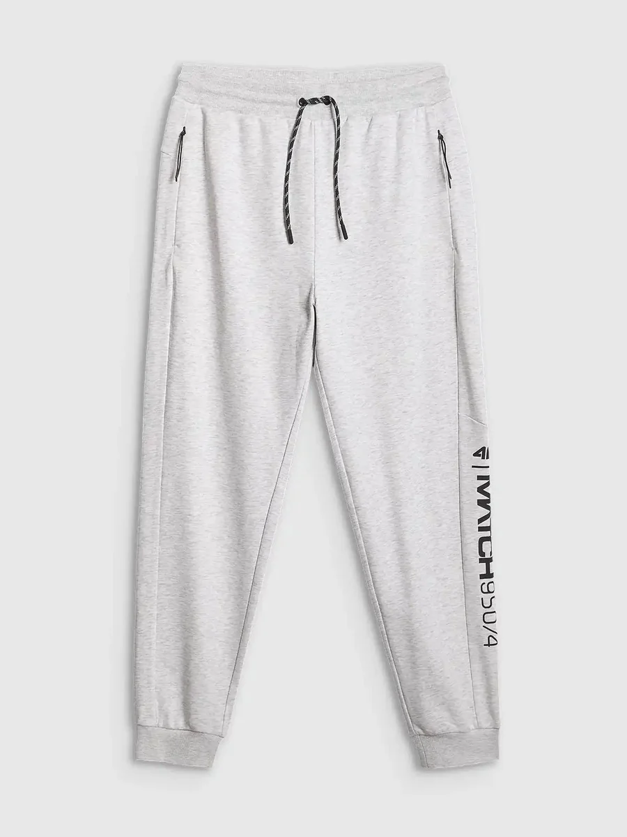 Spodnie dresowe joggery z nadrukiem męskie szare 4F Szary 3XL