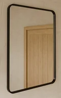 Lustra - Lustro prostokątne z zaokrąglonymi rogami 60x80 cm czarna rama do łazienki salonu przedpokoju nowoczesne dekoracyjne - miniaturka - grafika 1
