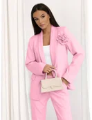 Garnitury - Modny garnitur marynarka ze spodniami TRIXIE - pudrowy róż - miniaturka - grafika 1