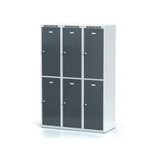 Szafki BHP - Alfa 3 Metalowa szafka ubraniowa 6-drzwiowa, drzwi antracytowe, zamek obrotowy 1261765 - miniaturka - grafika 1
