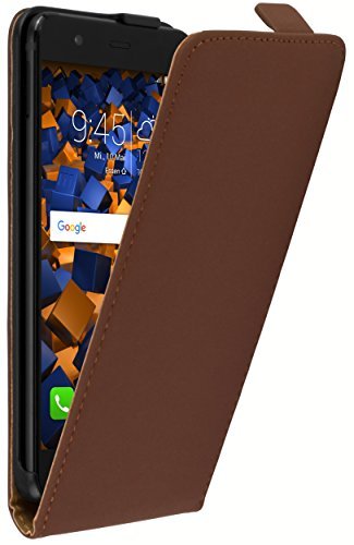 mumbi Etui z klapką kompatybilne z Huawei P10 Plus etui na telefon komórkowy Case Wallet, brązowe