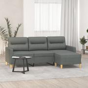 Sofy i kanapy - 3-osobowa sofa z podnóżkiem, ciemnoszary, 180 cm, tkaniną Lumarko! - miniaturka - grafika 1