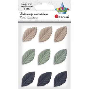 Titanum Liście materiałowe tłoczone 3D 20x35mm mix 9szt - Pozostałe akcesoria dla plastyków - miniaturka - grafika 1