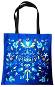 Torby i wózki na zakupy - TORBA NA ZAKUPY FOLK - WZORY KASZUBSKIE - NIEBIESKA - miniaturka - grafika 1