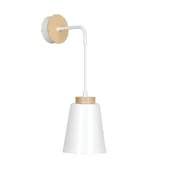 Lampy ścienne - Kinkiet ścienny Bolero biały jasne drewno 1xE27x15W wym: 25 x 14 cm metal IP20 Emibig - miniaturka - grafika 1