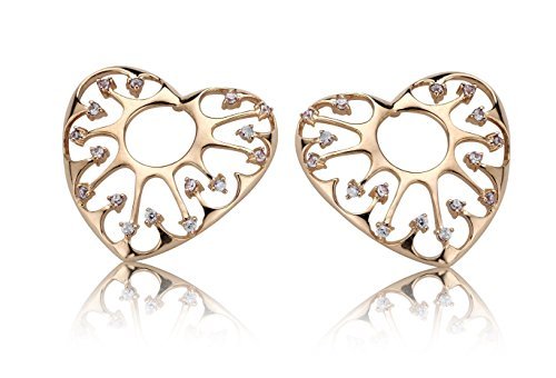 Orphelia - Szpilki Skeleton Heart srebro 925 wysokiej próby z cyrkonią e różowe złoto, colore: różowe złoto, cod. EAR-2128-ROSE
