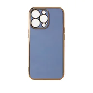 Etui i futerały do telefonów - Lighting Color Case etui do iPhone 12 Pro Max żelowy pokrowiec ze złotą ramką niebieski - miniaturka - grafika 1