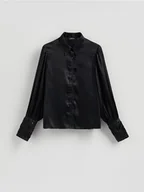 Koszule damskie - Reserved - Koszula z ozdobnym kołnierzem - czarny - miniaturka - grafika 1