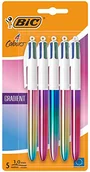 Długopisy - BIC 4 kolory gradientowe chowany długopis kulkowy średnie punkty (1,00 mm) – trójkolorowe gradientowe wzory beczki, 5 sztuk - miniaturka - grafika 1