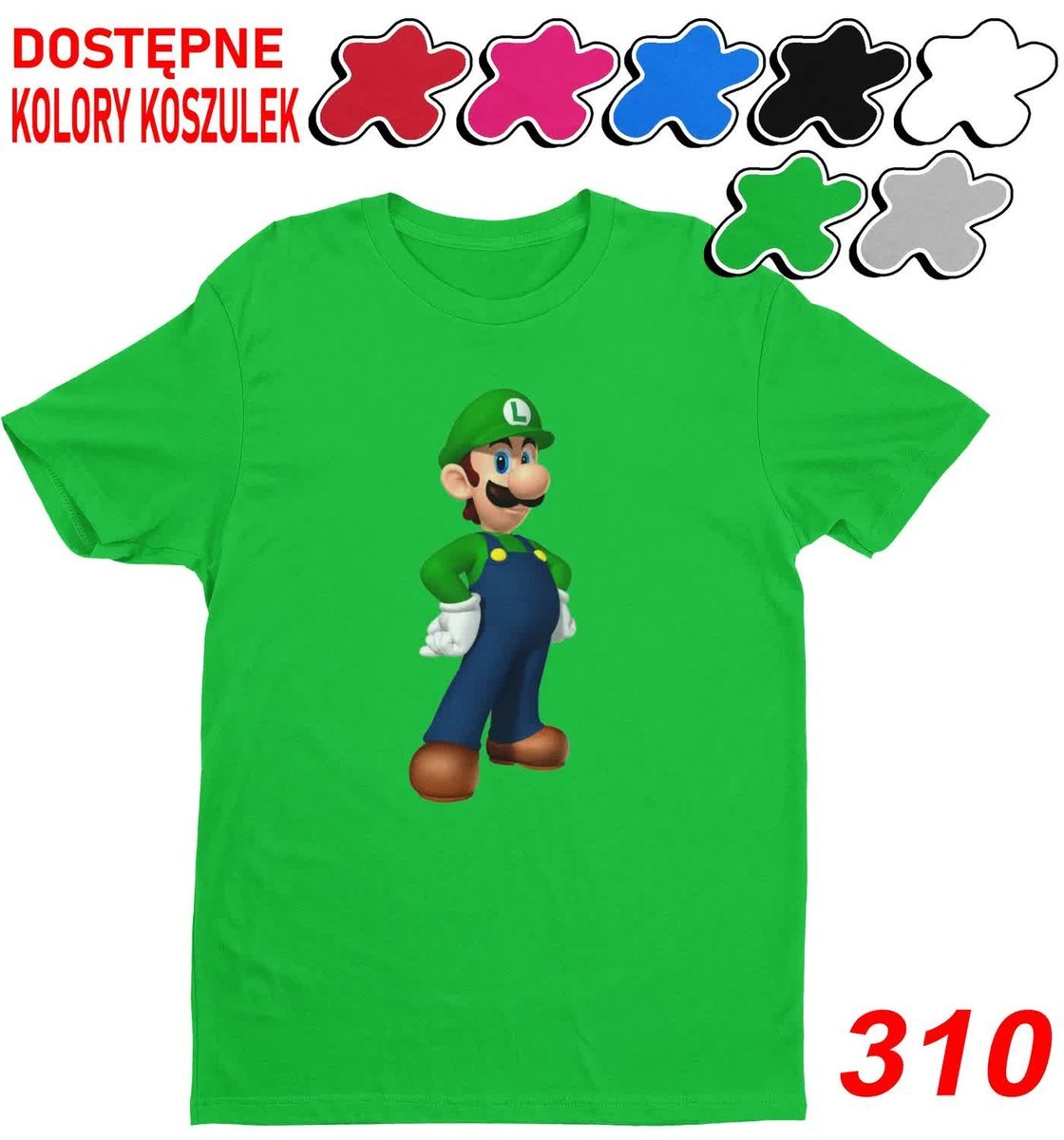 Dziecięca Koszulka Z Nadrukiem Wybór Super Mario Luigi Gry -L146-152
