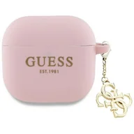 Akcesoria do słuchawek - GUESS Silicone 4G Charm do Apple Airpods 4 gen Różowy - miniaturka - grafika 1
