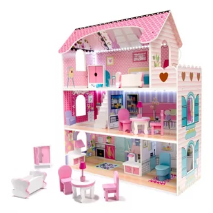 Inny Duży domek drewniany dla lalek Meble LED - Domki dla lalek - miniaturka - grafika 1