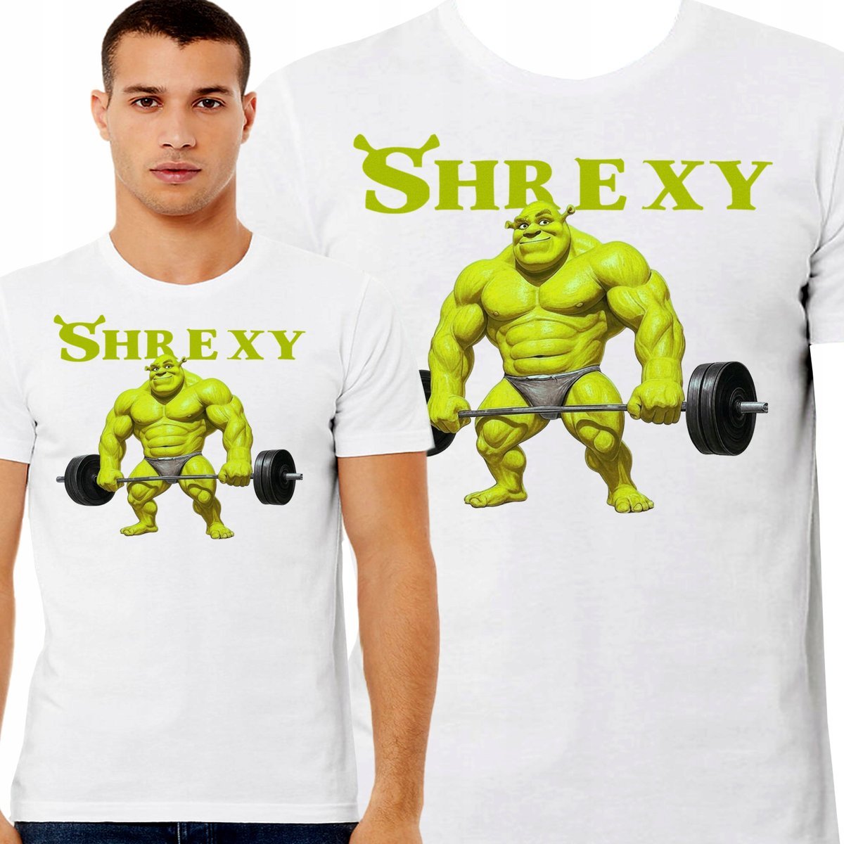 ŚMIESZNA KOSZULKA SHREK SHREXY SIŁOWNIA MIĘŚNIAK PREZENT PREMIUM M 3440