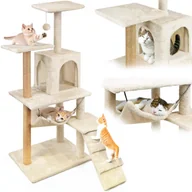 Drapaki dla kotów - Drapak dla kota, domek z zabawką, wysoki, 6 poziomów, legowisko, Comfort Line beżowy - miniaturka - grafika 1