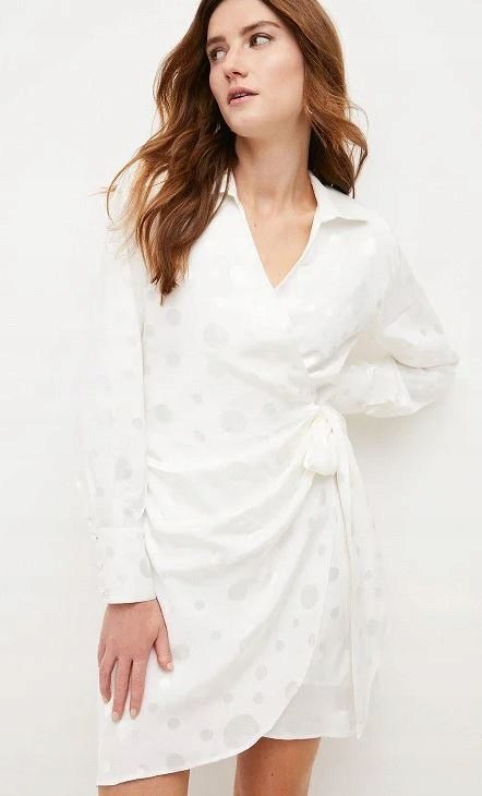 KAREN MILLEN SUKIENKA BIAŁAOPERTOWA WE WZÓR Z DŁUGIM RĘKAWEM 38 1A6E6_B T5
