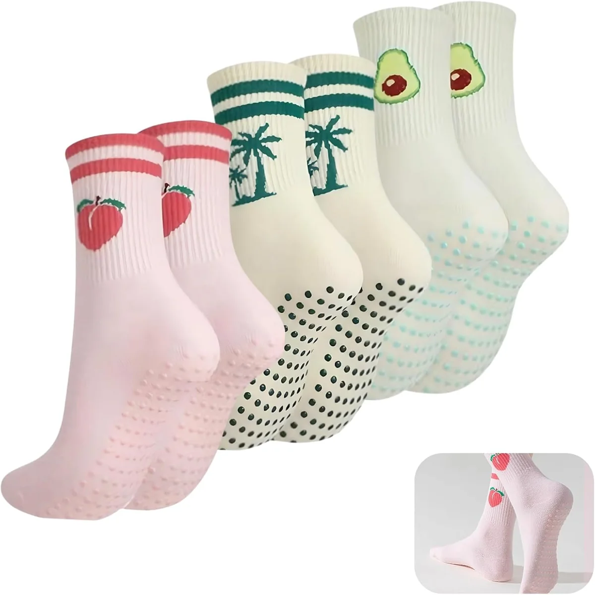 SKARPETY 3 PARY ANTYPOŚLIZGOWE DAMSKIE MID-CALF CIENKIE BAWEŁNA SPORT