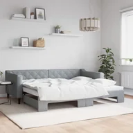 Sofy i kanapy - vidaXL Sofa rozsuwana, jasnoszara, 90x200 cm, tkanina - miniaturka - grafika 1