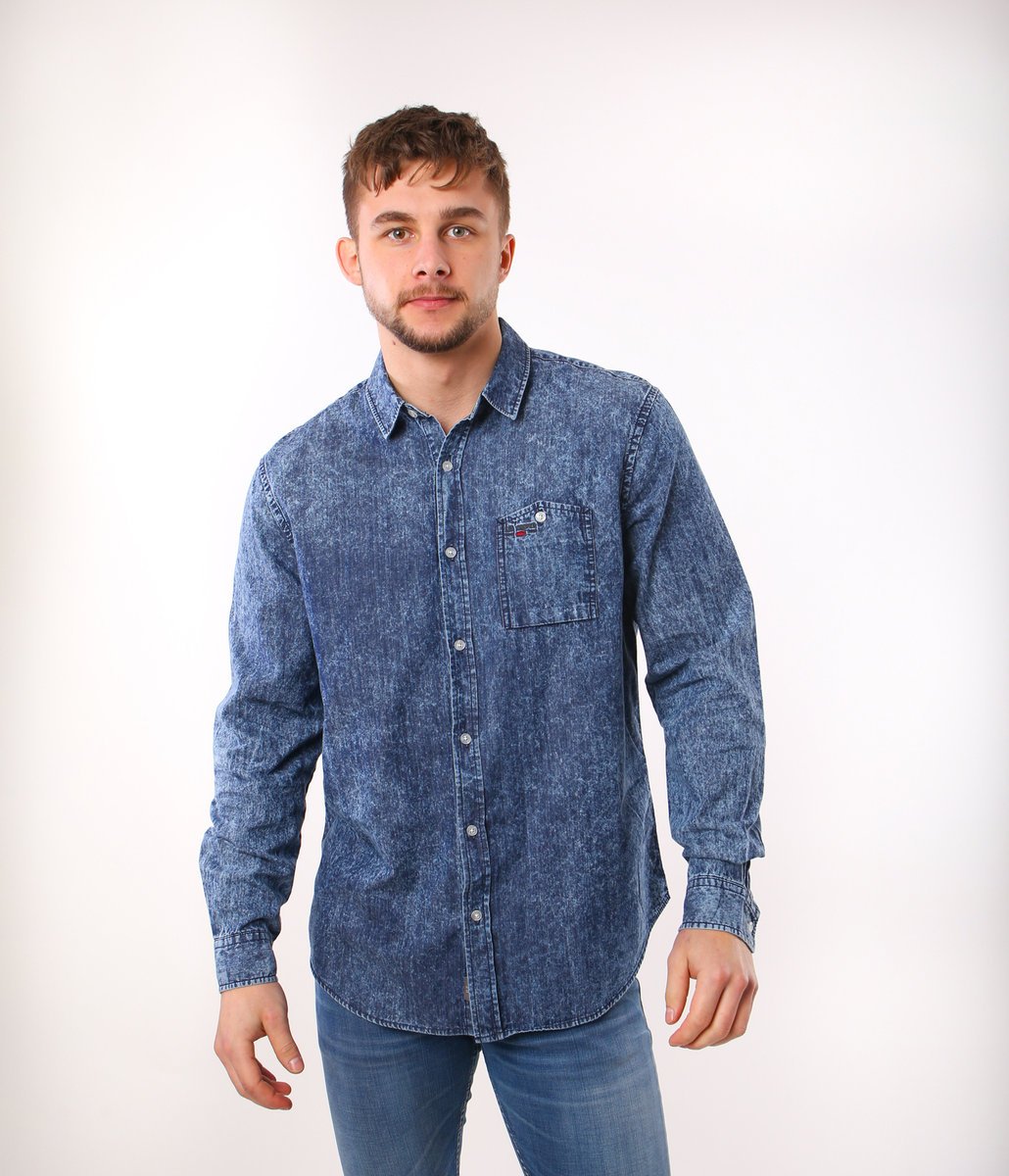 Jeansowa koszula męska regular w CARL 8001 INDIGO-XXL