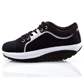 Trampki damskie - Trampki z podeszwą kołyskową Fit Walk czarne - miniaturka - grafika 1