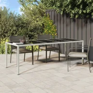 Stoły ogrodowe - Stół ogrodowy, biały, 250x100x75cm, rattan PE i szkło hartowane - miniaturka - grafika 1