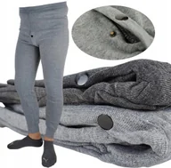 Spodnie narciarskie - KALESONY MĘSKIE ZIMOWE CIEPŁE TERMO POLAROWE BAWEŁNA DŁUGIE SPODNIE r. L - miniaturka - grafika 1