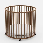 Łóżeczka i kojce - Skrzat ROUNDY łóżeczko okrągłe 90cm z MATERACEM w zestawie - kolor ORZECH - miniaturka - grafika 1