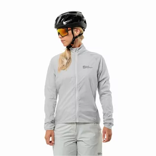Kurtki damskie - Damska kurtka przeciwwiatrowa na rower Jack Wolfskin GRAVEX WIND JKT W cool grey - XS - grafika 1