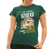 Koszulki i topy damskie - Ja i moja działka czekamy na wiosnę - damska koszulka na prezent Zielona - miniaturka - grafika 1