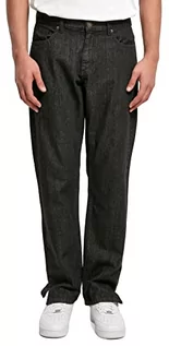 Spodnie damskie - Urban Classics Damskie spodnie jeansowe Straight Slit, Black Raw, 30 - grafika 1