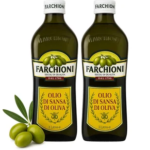 Oliwa z oliwek do smażenia włoska dwupak szklane Sansa 2x1l - Farchioni - Zdrowa żywność - miniaturka - grafika 1