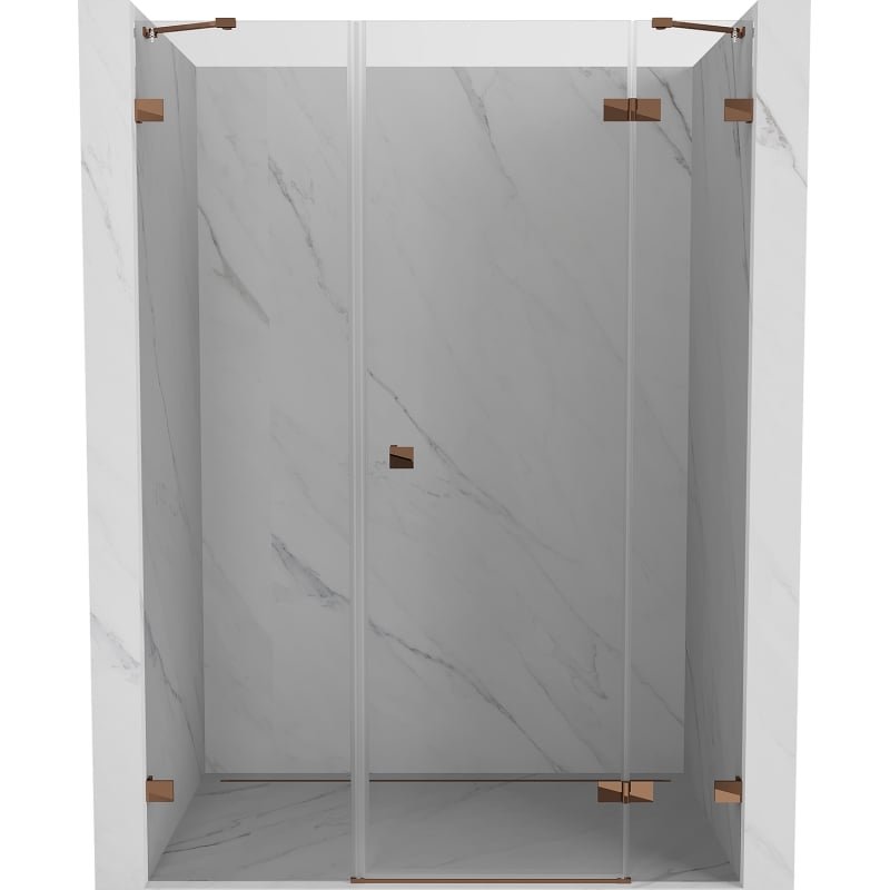 Mexen Lunar drzwi prysznicowe uchylne prawe 130 cm, transparent, różowe złoto - 834S-130-050-60-00-P