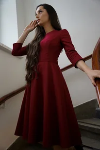 Sukienka midi z połowy koła na podszewce Florentyna Bordo - Sukienki - miniaturka - grafika 1