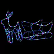 Oświetlenie świąteczne - vidaXL vidaXL Świąteczna dekoracja zewnętrzna: renifer i sanie, 252 diody LED - miniaturka - grafika 1