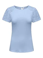Koszulki i topy damskie - ONLY Women's ONLKANYE S/S LACE Mix TOP JRS T-Shirt, Clear Sky, XS, Clear Sky, XS - miniaturka - grafika 1